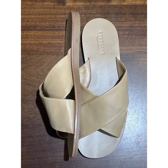 Everlane The Day Crossover Sandals in Light Taupe New Womens Slides Flats - Picture 7 of 13